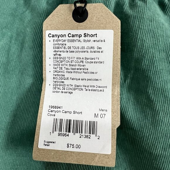 PrAna Canyon Camp Short Cove Green Mens Medium 7” Corduroy Standard Elastic NWT - Picture 4 of 11